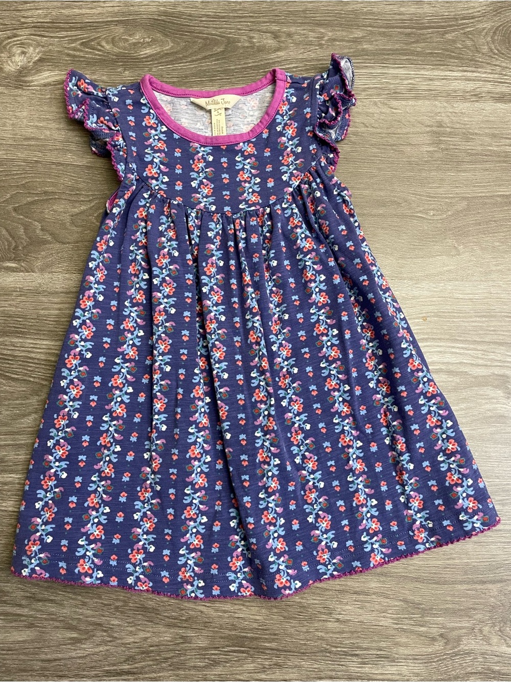 Matilda Jane Cotton Blend Floral Print Ruffle Sleeve Dress Size 4